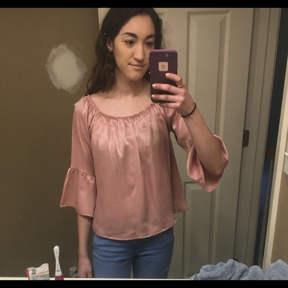 Blush Pink Boat Neck Off Shoulder Top